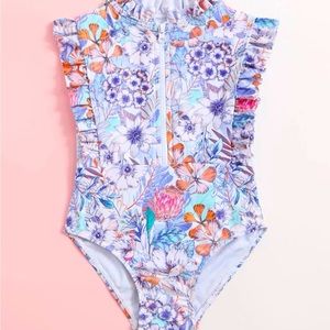 Baby swimsuit 6 months floral purple